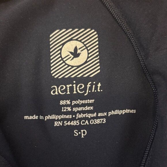 Aerie Fit Women's Long Sleeve Zipper Navy Blue Thermal Workout Tops Size SP - Picture 2 of 5